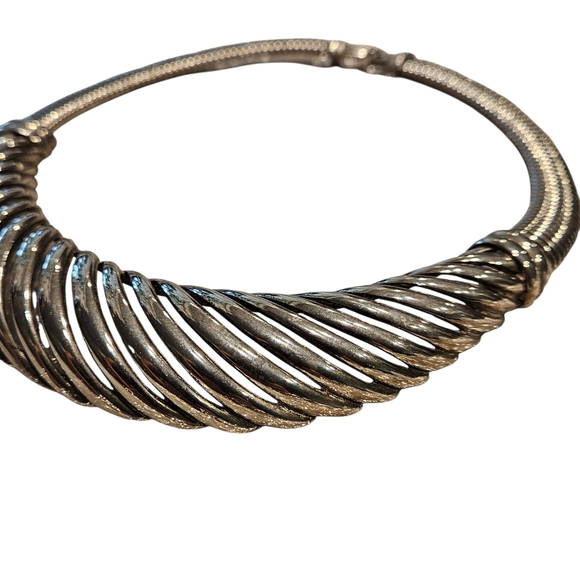 Givenchy Necklace Chunky Silver Choker Necklace 80s Vintage Givenchy - Picture 11 of 15